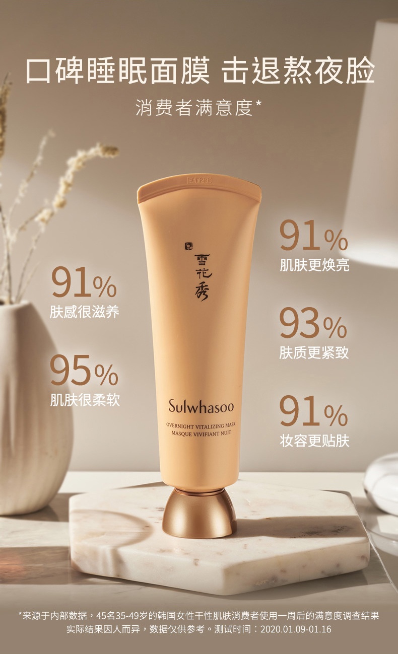 商品Sulwhasoo|雪花秀 雨润夜间修护免洗睡眠面膜 120ml 整夜滋养 强韧修护,价格¥231,第4张图片详细描述