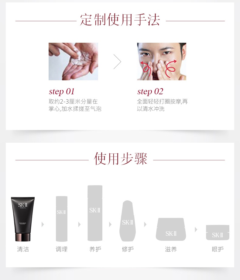 商品SK-II|SK-II 男士洗面奶 氨基酸温和洁净 平衡水油护肤 120g,价格¥435,第4张图片详细描述