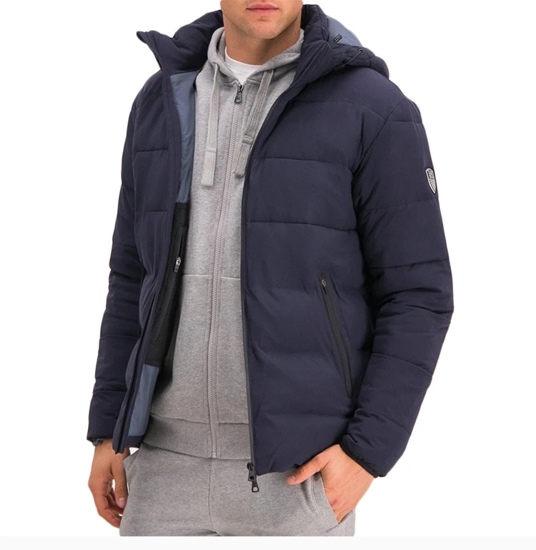 商品Emporio Armani|Emporio Armani 安普里奥 阿玛尼 男士黑蓝色锦纶氨纶混纺连帽棉服长袖拉链外套时尚夹克 6GPB23-NB7Z-1578,价格¥2006,第7张图片详细描述