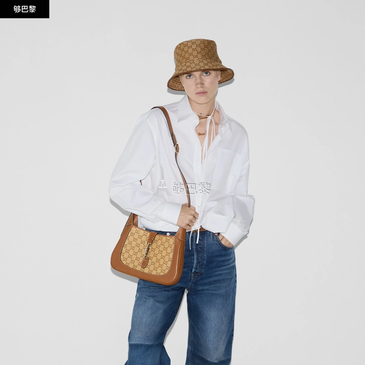 商品Gucci|【预售】 古驰 25春夏 女士 手提包 GUCCI JACKIE 1961系列中号手袋 820415 FAEB4 9767 ,价格¥24837,第3张图片详细描述