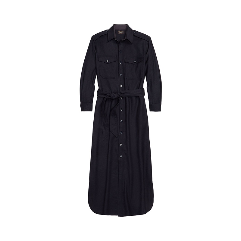 商品Ralph Lauren|拉夫劳伦 女士黑色羊毛/尼龙混纺长袖立领衬衫式连衣裙,价格¥5802,第4张图片详细描述