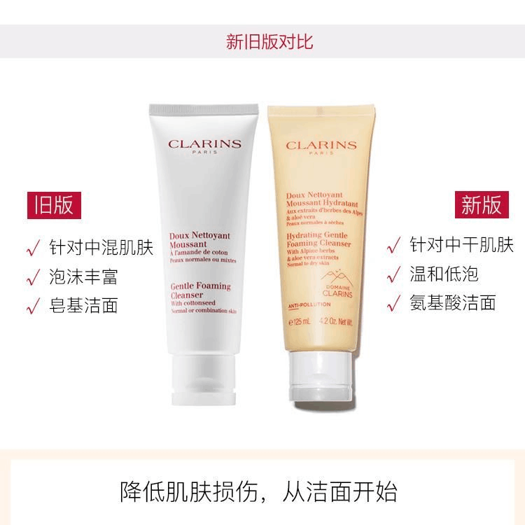 商品Clarins|Clarins娇韵诗 舒柔温和泡沫洁面乳 棉花籽洗面奶 125ml,价格¥156,第3张图片详细描述