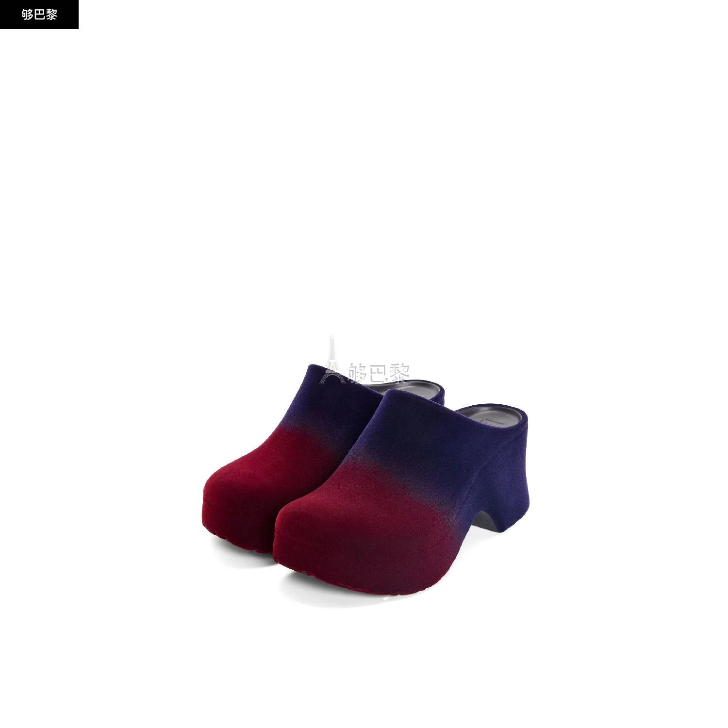 商品Loewe|包邮包税【预售7天发货】 LOEWE罗意威 24春夏 女士 厚底鞋 Terra Foam clog in flocked rubber L814V29X16-7554,价格¥3116,第6张图片详细描述
