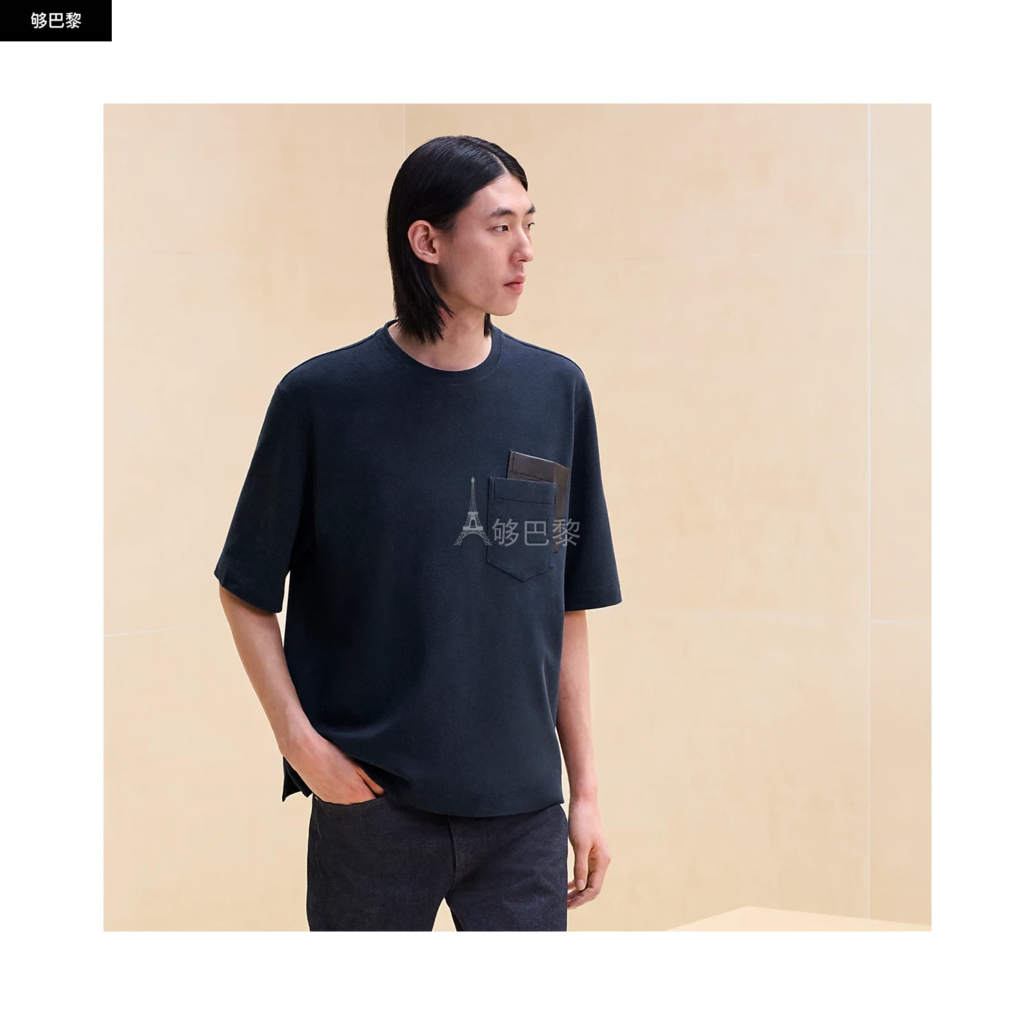商品Hermes|【预售】 爱马仕 24秋冬 男士 短袖T恤 T-shirt poche ombrée H467970HA01,价格¥8876,第2张图片详细描述