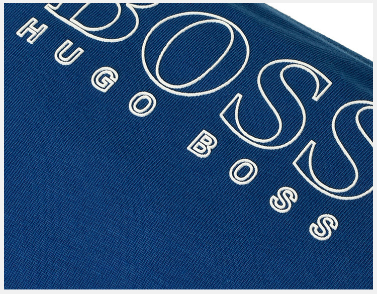 商品Hugo Boss|Hugo Boss 雨果博斯 男士蓝色纯色款棉质短袖T恤 TEE-181-6415-420,价格¥455,第9张图片详细描述