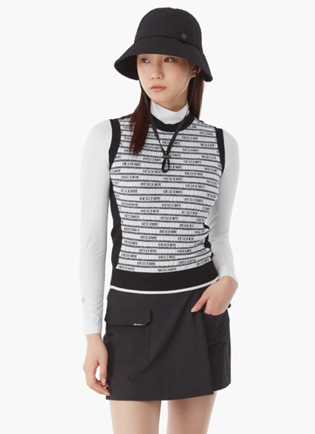 商品【预售商品15天发货】 DESCENTE|高球系列女性图案针织无袖上衣适合夏季 DP12WFKV33-BLKG,价格¥959,第8张图片详细描述