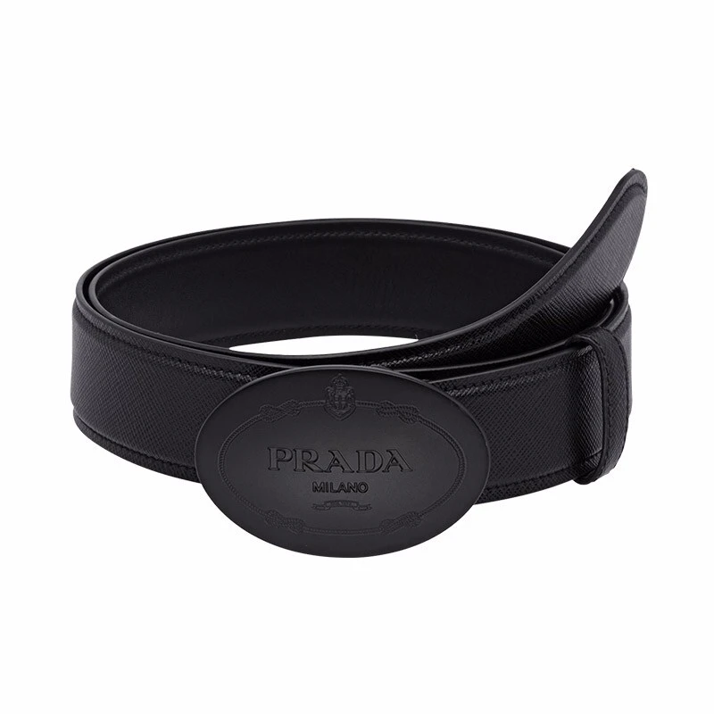 商品Prada|PRADA 男士黑色皮革logo徽标板扣皮带 2CM198-053-F0002,价格¥2230,第1张图片详细描述