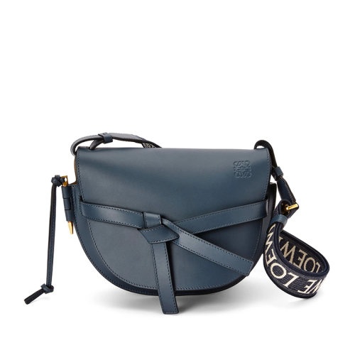 商品Loewe|【包税】LOEWE/罗意威 Gate Dual系列 女士小号玛瑙蓝色牛皮革提花织物肩带翻盖开合单肩斜挎包腰包A650T20X40-1809,价格¥17171,第4张图片详细描述