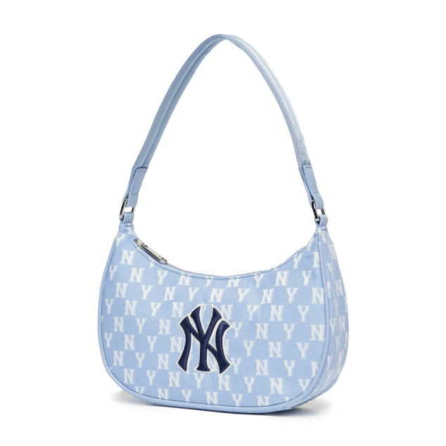 商品MLB|【韩国直邮|包邮包税】MLB Monogram系列 NY纽约洋基队 老花印花 百搭饺子包 潮流单肩腋下包 女款 天蓝色,价格¥1049,第11张图片详细描述