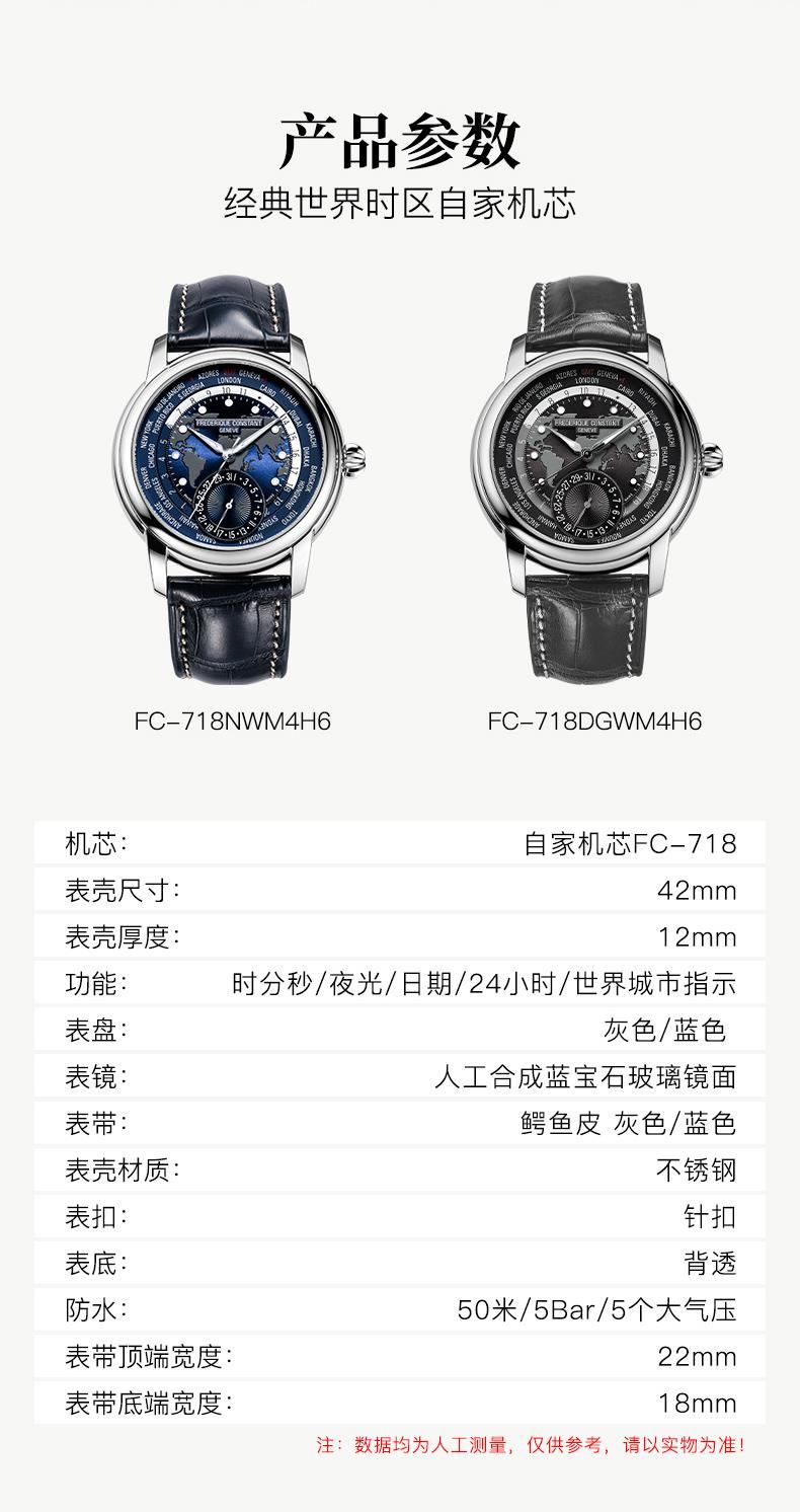 商品[国内直发] Frederique Constant|【世界时间】康斯登自家机芯系列自动机械背透男表FC-718NWM4H6,价格¥27935,第5张图片详细描述