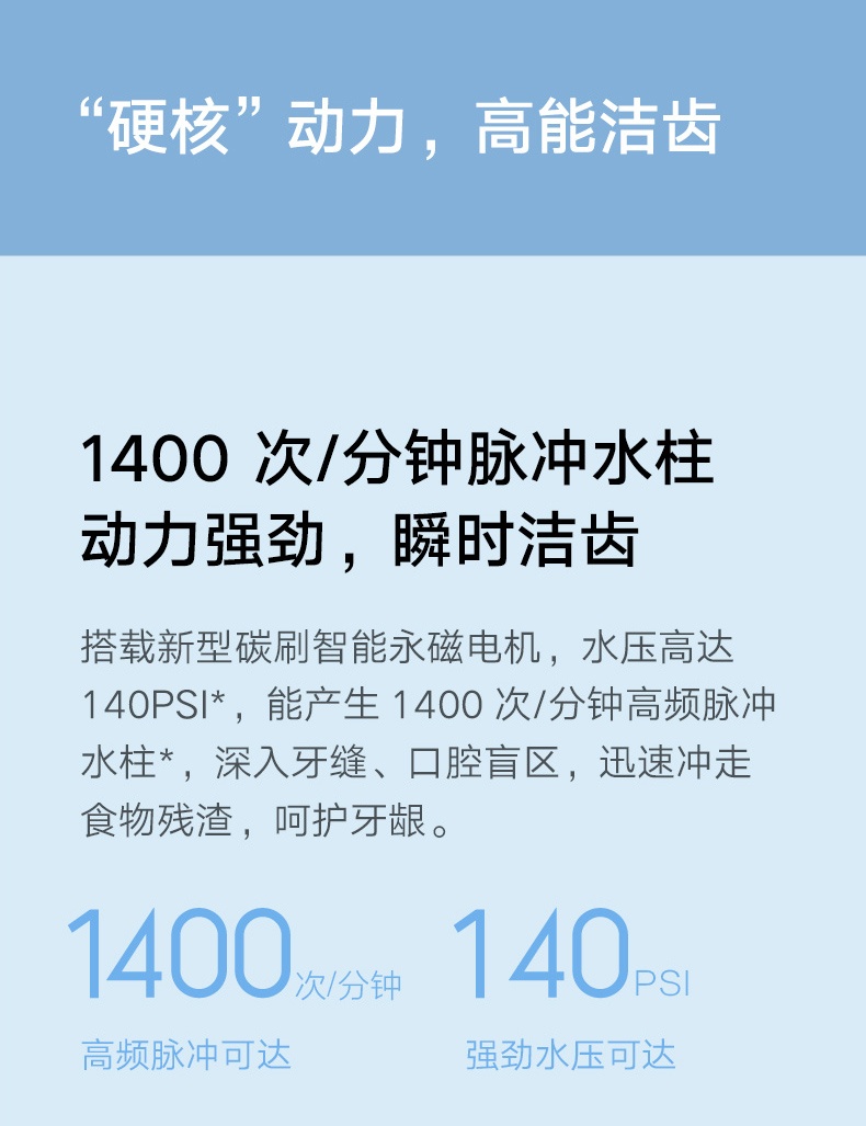 商品[国内直发] XIAOMI|小米米家电动冲牙器家用便携式水牙线口腔电动牙刷口腔清洁套装,价格¥361,第3张图片详细描述