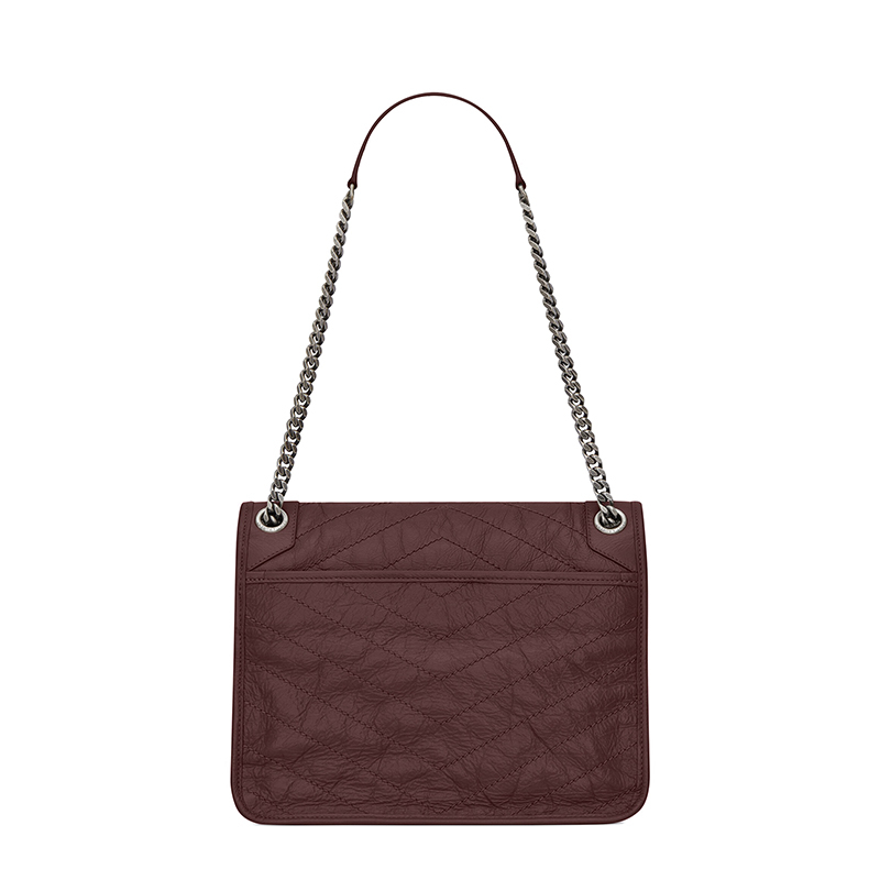 商品Yves Saint Laurent|SAINT LAURENT PARIS/圣罗兰 YSL 22新款NIKI系列 女士中号军团红褶皱牛皮革同色系徽标扣翻盖开合单肩链条包6331580EN046475,价格¥20821,第3张图片详细描述