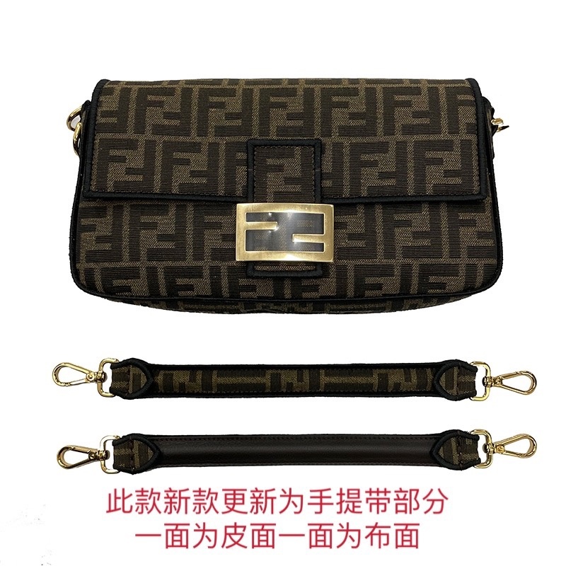 商品Fendi|【现货】芬迪 经典BAGUETTE系列 棕色提花FF图案帆布金扣中号单肩包法棍包8BR600A6V5F17U4,价格¥21086,第5张图片详细描述