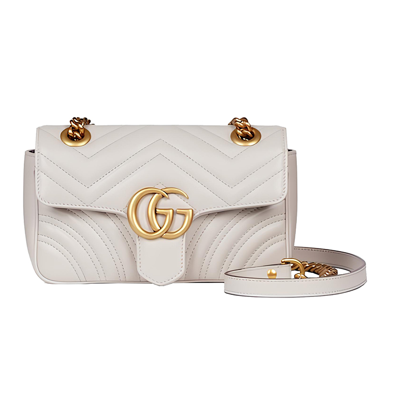 商品Gucci|古驰 马蒙系列女士迷你浅灰色人纹绗缝皮革单肩包 ‎446744AABZC1712,价格¥16705,第11张图片详细描述