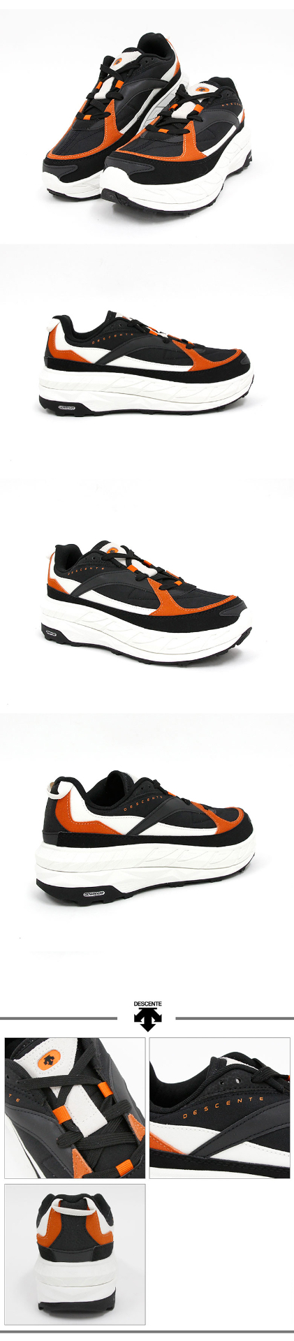 商品DESCENTE|【享贝家】DESCENTE 迪桑特 厚底舒适休闲运动鞋 男女同款 橙黑色 SM313LCR92-ORBK,价格¥618,第2张图片详细描述