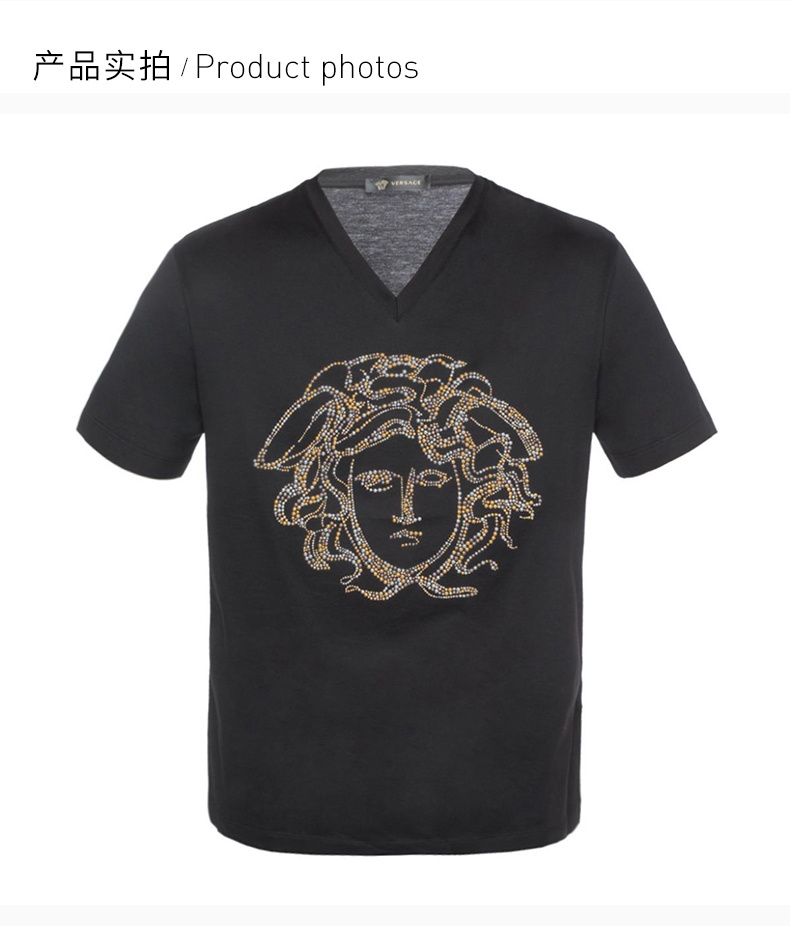 商品Versace|VERSACE 范思哲 黑色男士短袖T恤 A79221-A201952-A008,价格¥1757,第8张图片详细描述