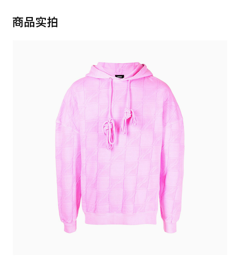 商品We11done|WE11DONE 男女同款粉色棉质方格徽标提花连帽卫衣 WD-TH3-21-581-U-PK,价格¥1926,第6张图片详细描述