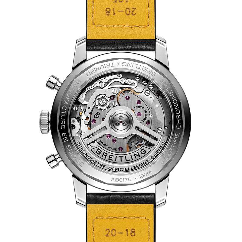 商品BREITLING|BREITLING 23新款 TOP TIME系列B01男士黑色皮革表带黑蓝色精钢自动机表盘腕表41mm,价格¥52534,第2张图片详细描述
