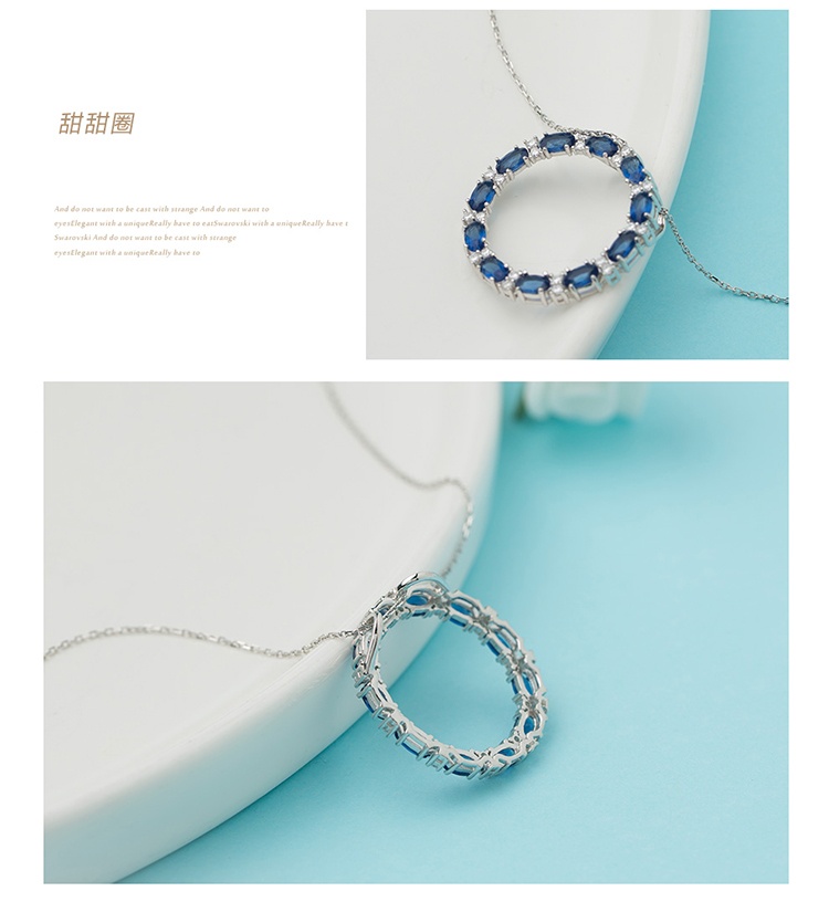商品[国内直发] MYFD|MYFD 项链女S925银蓝色镶晶钻酷炫系列甜甜圈项链,价格¥89,第4张图片详细描述