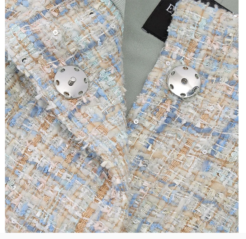 商品Emporio Armani|EMPORIO ARMANI 女士拼色棉质圆领小香风大衣 3H2L80-1NWIZ-F702,价格¥3576,第7张图片详细描述