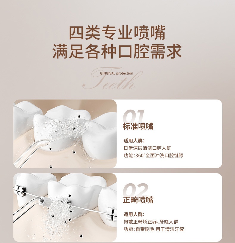 商品[国内直发] GLENVINTEN|格岚云顿新款正畸清洁专用家用洗牙器水牙线防水冲牙器电动便携式DIY洗牙神器,价格¥186,第9张图片详细描述