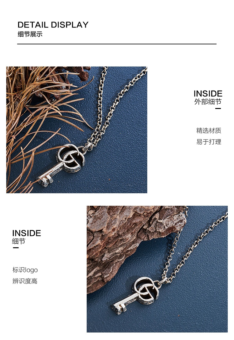 商品[国内直发] Gucci|GUCCI古驰 男女同款 双G钥匙银项链礼物送女友627757 J8400 0701,价格¥498,第5张图片详细描述