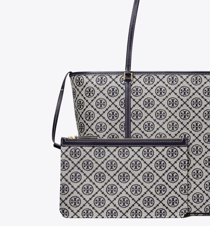 商品Tory Burch|汤丽伯奇女士T MONOGRAM拉链开合托特包单肩包子母包大号（香港仓发货）,价格¥2802,第11张图片详细描述