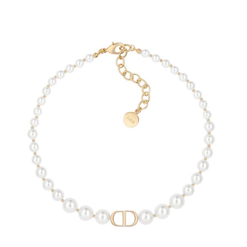 商品Dior|DIOR/迪奥  30 MONTAIGNE金色金属CD白色树脂珠饰项链 N1116MTGRS_D301,价格¥5077,第3张图片详细描述