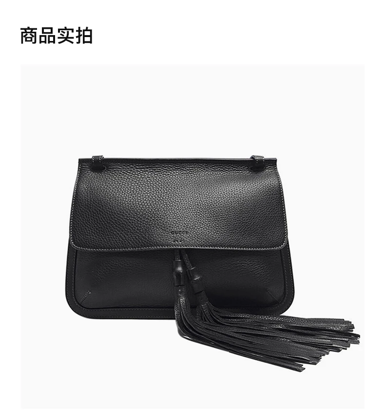 商品[国内直发] Gucci|GUCCI 古驰 女士黑色流苏装饰单肩手提包 370826-A7M0N-1000,价格¥12120,第4张图片详细描述