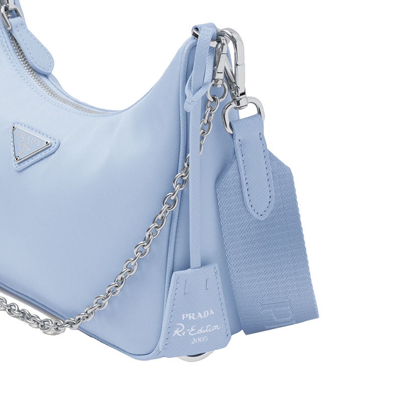 商品Prada|PRADA/普拉达 22新款Re-Edition 2005系列 女士淡蓝色再生尼龙三合一单肩斜挎手提腋下包流浪包,价格¥13838,第5张图片详细描述
