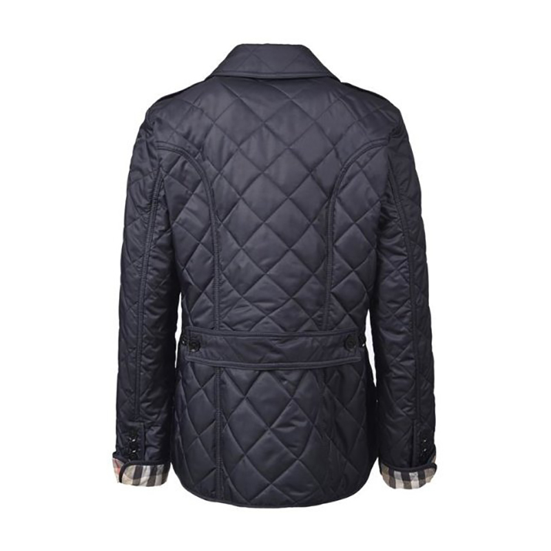商品Burberry|【现货】博柏利 女士海军蓝色棉质格子提花外套80658741,价格¥3610,第4张图片详细描述