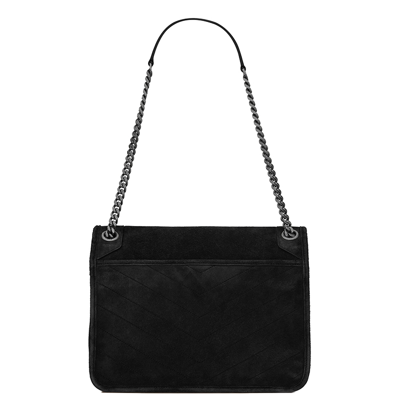 商品Yves Saint Laurent|SAINT LAURENT PARIS/圣罗兰 YSL 21新款 NIKI系列 女士中号黑色绒面革小牛皮翻盖徽标按扣单肩斜挎手提包,价格¥22480,第5张图片详细描述