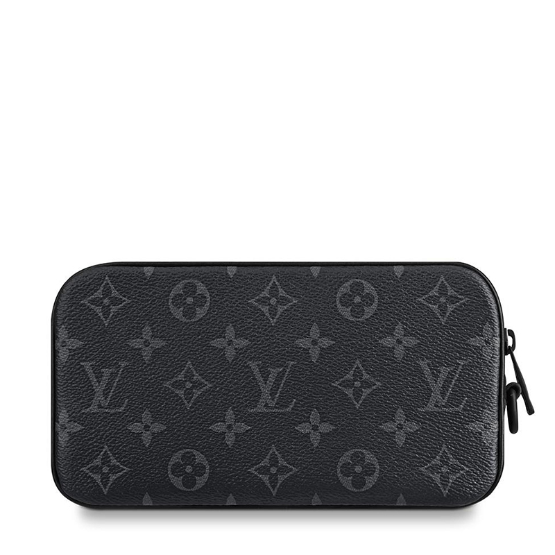 商品Louis Vuitton|预售10天 Louis Vuitton/路易威登 经典款VOLGA系列 男士经典爆款老花帆布牛皮饰边黑链配可拆卸腕带拉链开合链条手拿包M68321,价格¥11370,第3张图片详��细描述