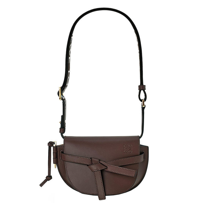 商品Loewe|LOEWE/罗意威 22新款Gate Dual系列 女士迷你款巧克力色小牛皮提花织物肩带翻盖开合单肩斜挎包A650N46X13-3870,价格¥12892,第6张图片详细描述