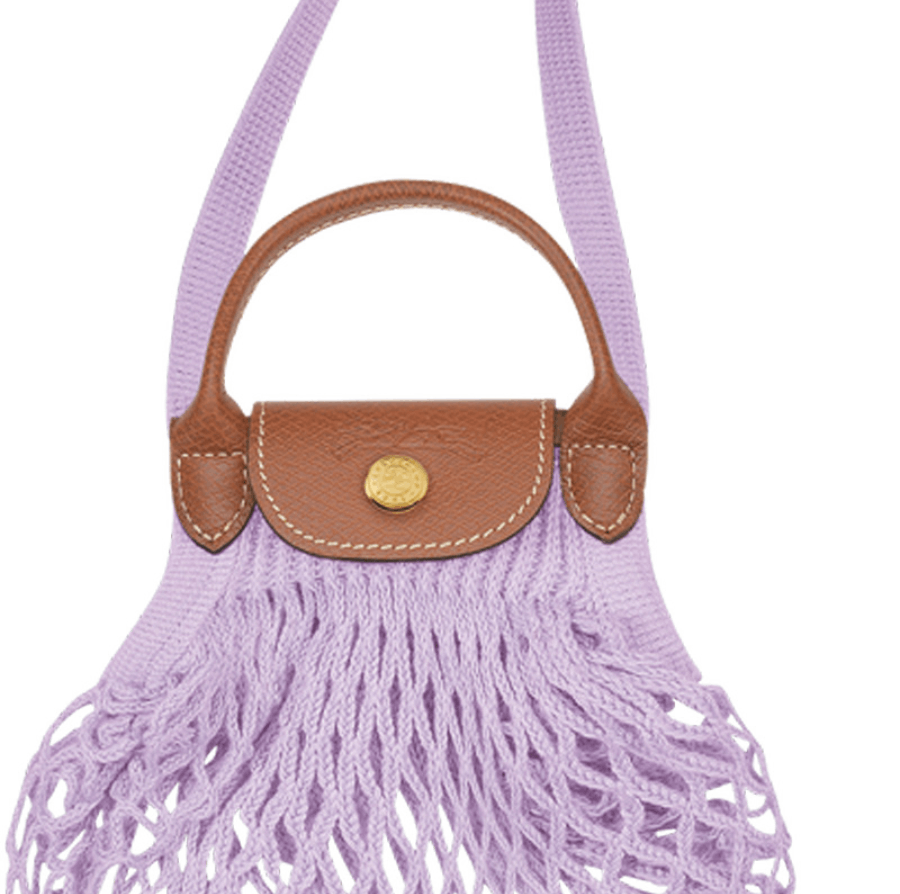 商品[国内直发] Longchamp|珑骧女士Le Pliage 17镂空网袋短柄棉质织物拼牛皮饰边手提单肩斜挎包迷你女款紫色10139 HVH ,价格¥657,第6张图片详细描述