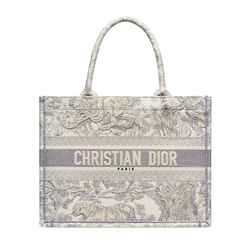 商品Dior|【包税】DIOR/迪奥 BOOK TOTE系列 灰色Toile de Jouy花纹�刺绣帆布小号手提托特包 M1296ZTDT_M932,价格¥21342,第2张图片详细描述