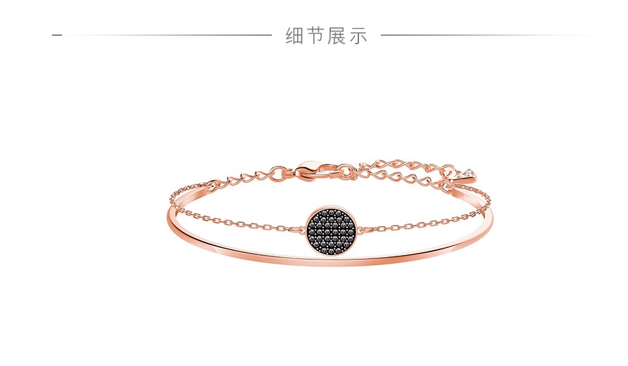 商品Swarovski|SWAROVSKI 施华洛世奇 GINGER密镶仿水晶吊牌精致手链 镀玫瑰金色 5389046 ,价格¥659,第4张图片详细描述