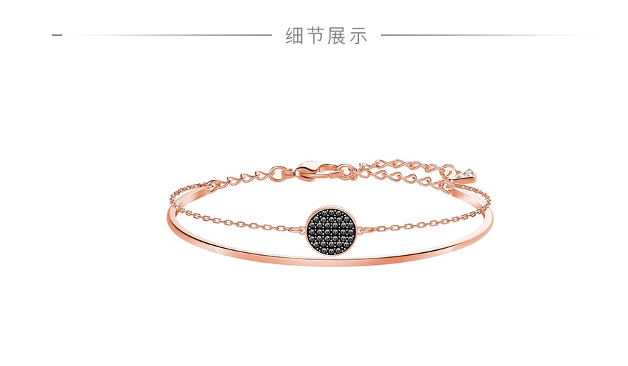 商品Swarovski|SWAROVSKI 施华洛世奇 GINGER密镶仿水晶吊牌精致手链 镀玫瑰金色 5389046 ,价格¥612,第4张图片详细描述