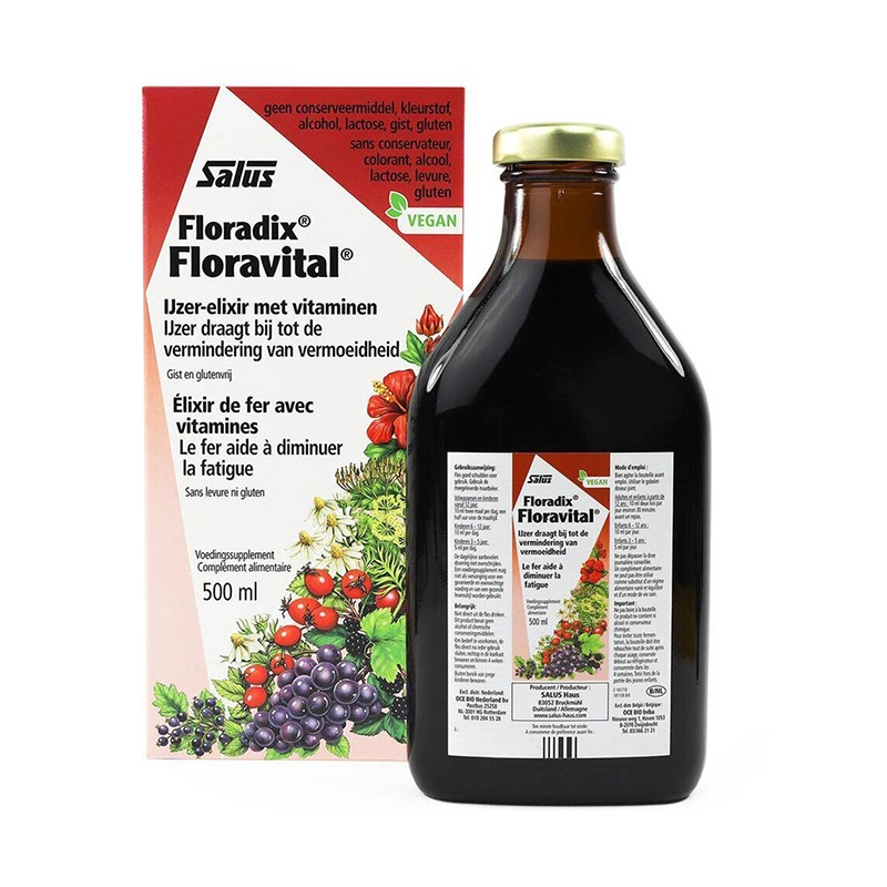 商品Salus Floradix|德国铁元红铁口服液500ml 成人补充维生素C 孕妇补铁补血口服液,价格¥272,第2张图片详细描述