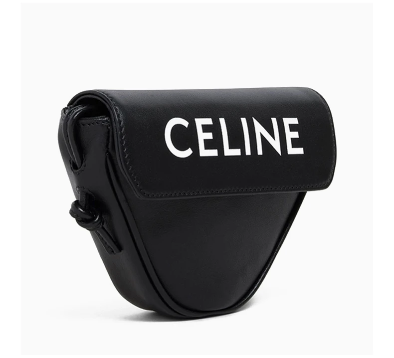商品Celine|CELINE 男士黑色三角形小牛皮白色印花迷你单肩斜挎包 10I193-DMO-38SI,价格¥4322,第6张图片详细描述