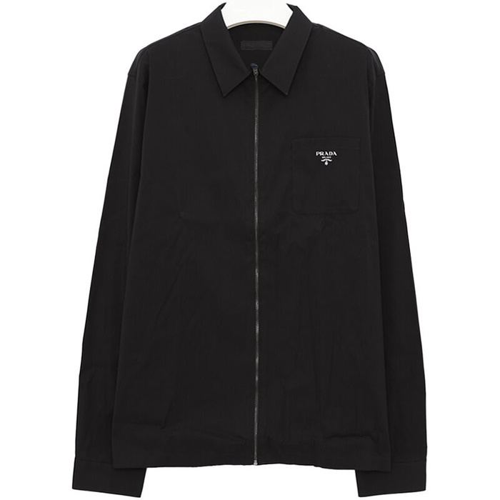 商品Prada|PRADA 男士黑色棉混纺拉链衬衫 UCN330-Z21-F0002,价格¥4736,第3张图片详细描述