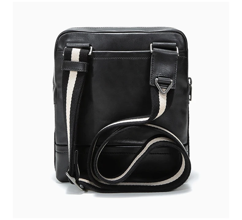 商品Bally|BALLY 男士黑色皮质黑白织物肩带单肩斜挎包 6228758,价格¥2740,第5张图片详细描述