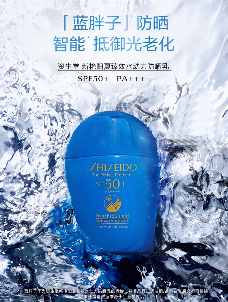 商品Shiseido|资生堂蓝胖子水动力防晒霜乳50ml清爽隔离霜防水防汗,价格¥318,第1张图片详细描述