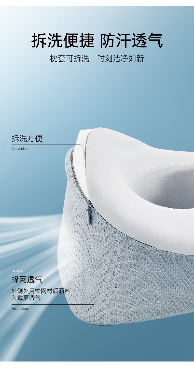 商品[国内直发] Next Wonder|U型枕  护颈枕 小山丘旅行枕  颈枕 远黛灰 飞机旅行坐车专用枕头,价格¥97,第9张图片详细描述