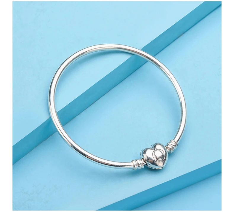 商品PANDORA|PANDORA 潘多拉 Moments标志心形链扣925银手镯 596268,价格¥322,第4张图片详细描述