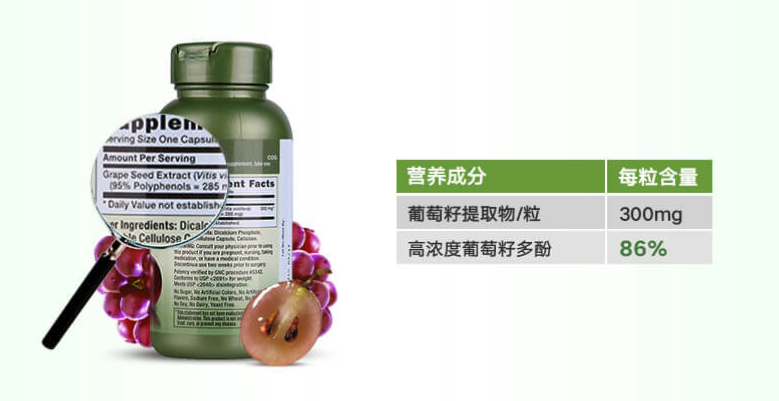 商品GNC|葡萄籽浓缩精华胶囊 300mg - 100粒,价格¥259,第4张图片详细描述