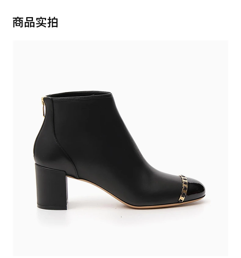 商品Salvatore Ferragamo|SALVATORE FERRAGAMO 菲拉格慕 女士黑色小牛皮踝靴 01-P057-704006,价格¥3567,第4张图片详细描述