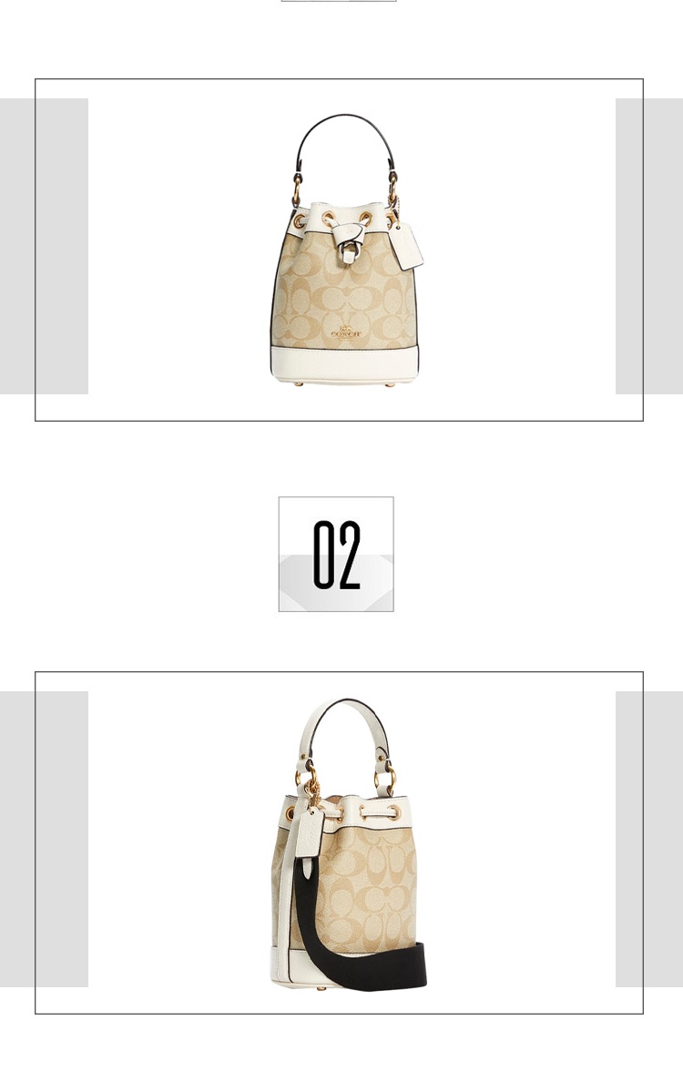 商品Coach|Coach 奥莱款迷你女士PVC配皮单肩手提水桶包 C5121IMDQC,价格¥2311,第3张图片详细描述