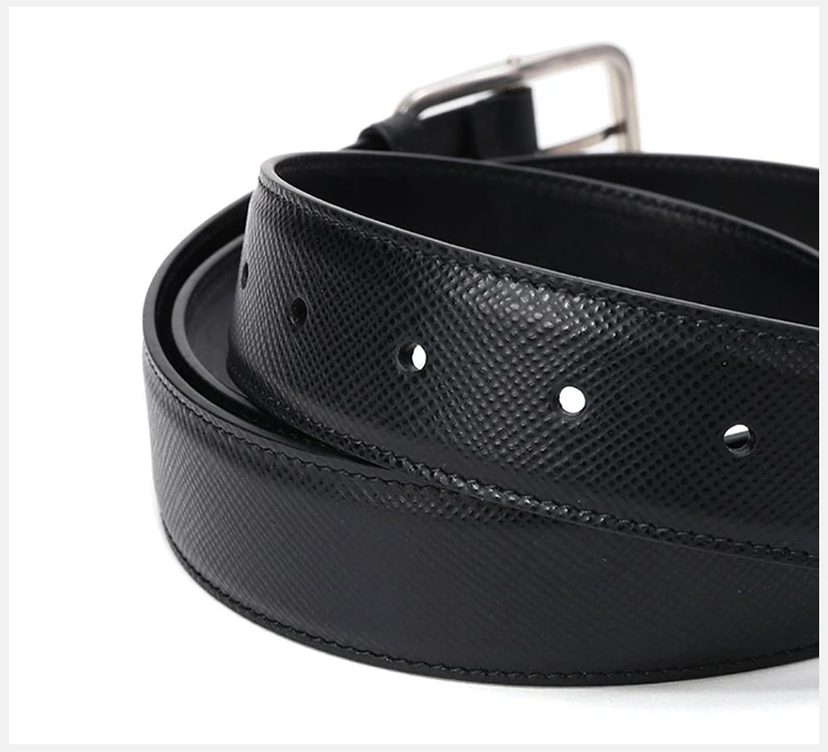 商品[国内直发] Prada|Prada 普拉达 男士黑色皮革复古简约时尚腰带 2CS013-2FAD-F0002,价格¥2609,第8张图片详细描述