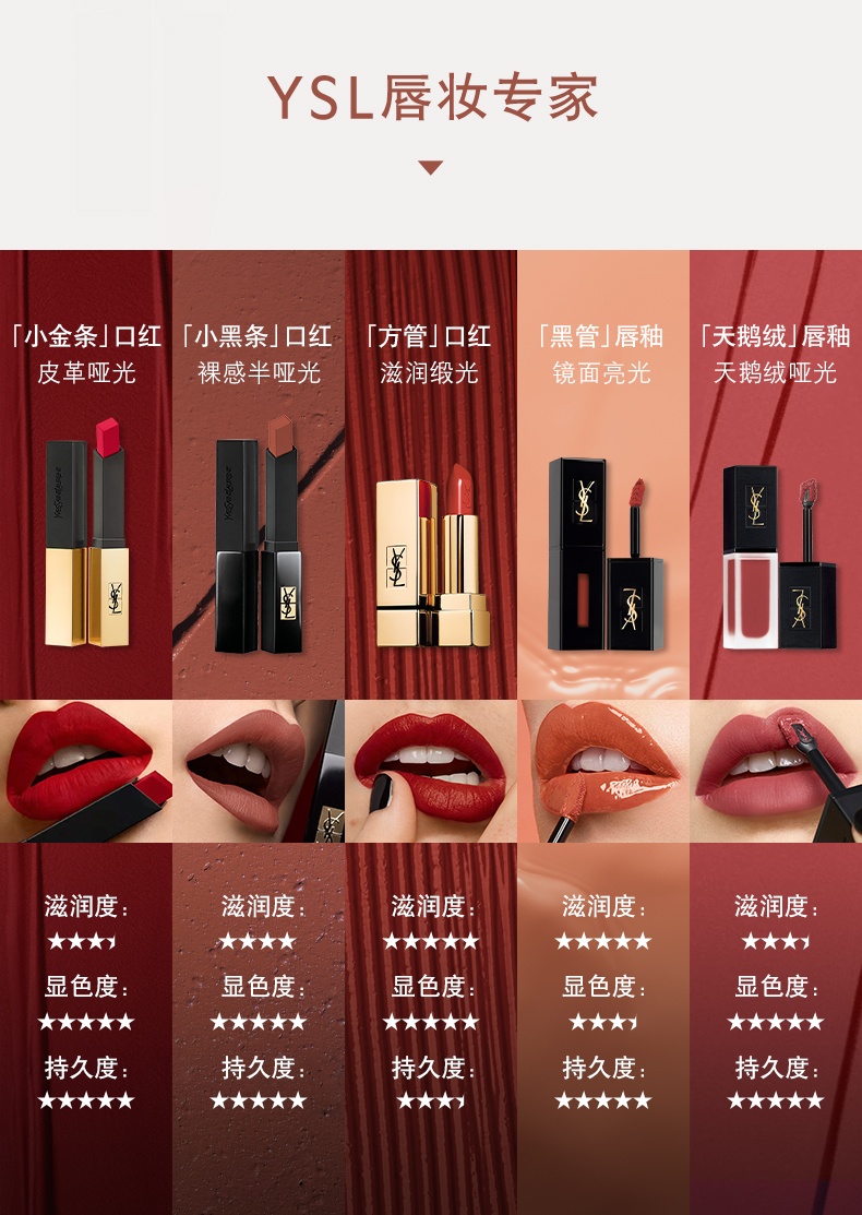 商品Yves Saint Laurent|圣罗兰YSL 小黑条口红细管丝绒纯口红 2g #314#308红调裸豆沙裸感哑光,价格¥240,第11张图片详细描述